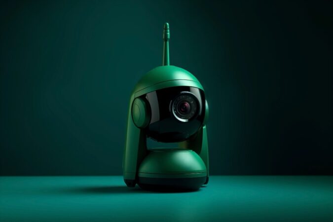 Une caméra de surveillance de type dôme, discrètement installée au plafond, représentant l'efficacité des "caméras de surveillance avancées".